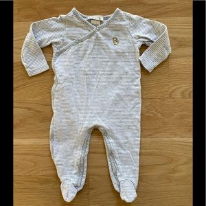 Barneys New York grey and white striped onesie